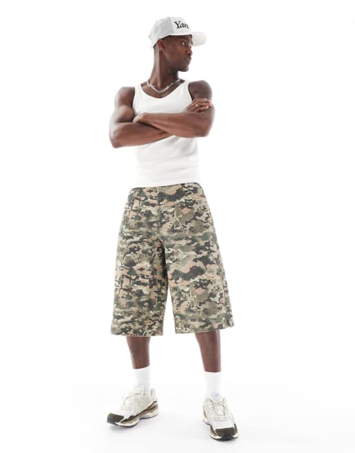 ASOS DESIGN long length jorts in camo