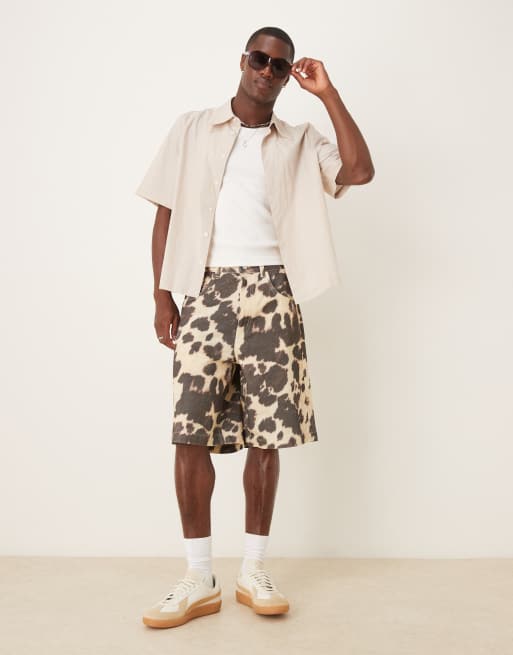 ASOS DESIGN long length jorts in cow print