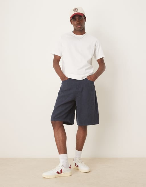 ASOS DESIGN long length jorts in navy