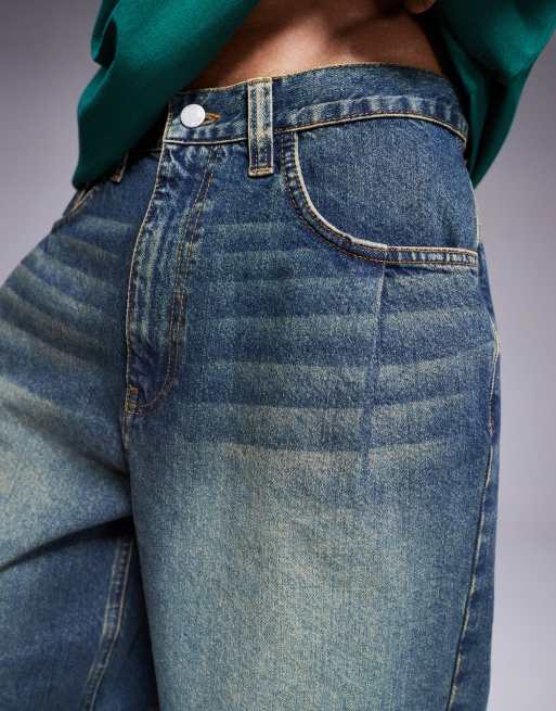 ASOS DESIGN long length pleated denim jorts with tint in green, 3 of 5