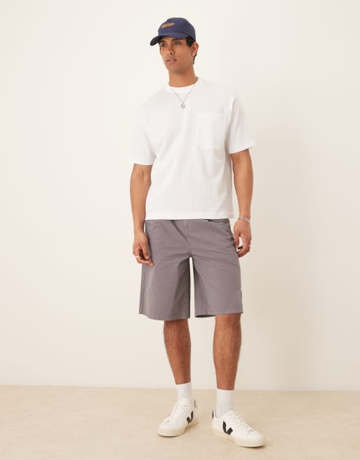 ASOS DESIGN long length pleated jorts in grey
