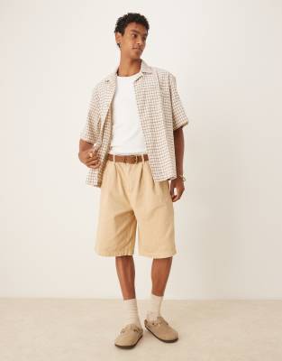 【送料&関税込】Golden  Herringbone Pleated Short Pants 208555045-1-beige