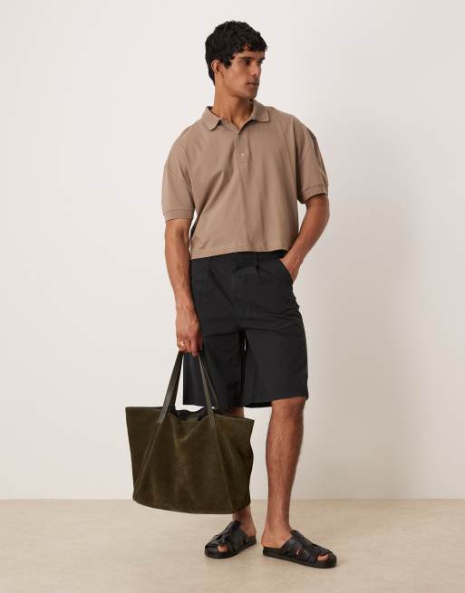 ASOS DESIGN long length pleated shorts in black