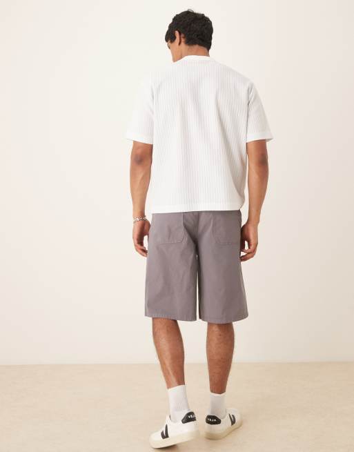 ASOS DESIGN long length pleated shorts in gray