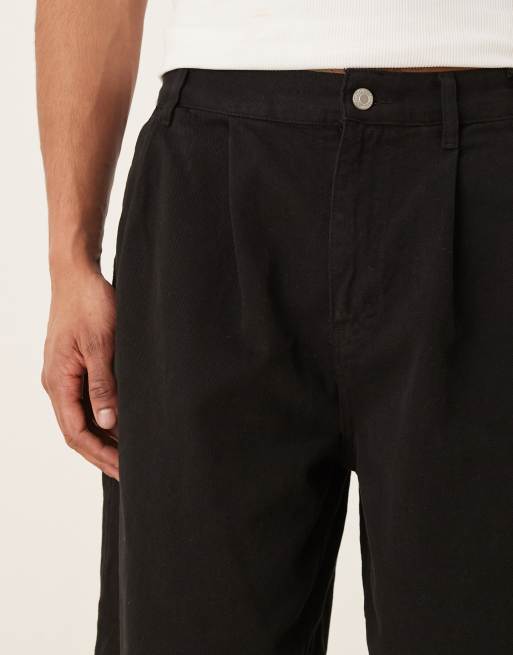ASOS DESIGN long length shorts in black with double pleats, 4 of 5