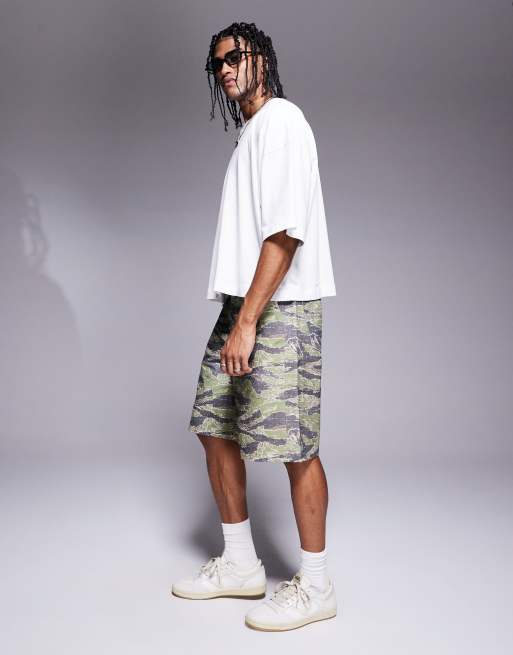 ASOS DESIGN long length shorts with carpenter detailing in