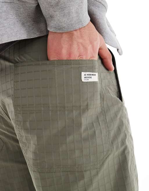 ASOS DESIGN long length textured shorts with workwear patch in green, 5 of 5