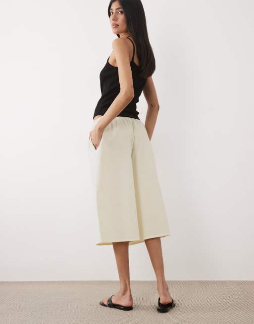 ASOS DESIGN long line bermuda short in ivory linen, 5 of 5