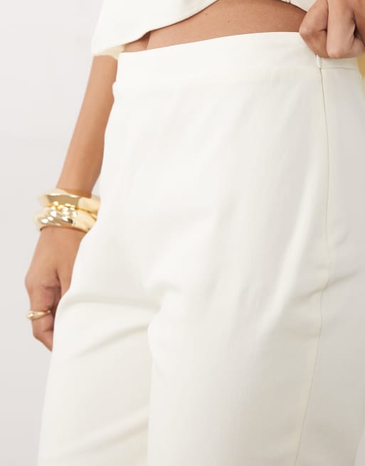 ASOS DESIGN long line capri pants in ivory, 4 of 5