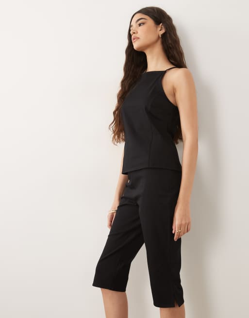 ASOS DESIGN long line capri trouser in black, 2 of 5