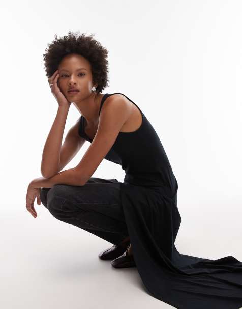 ASOS DESIGN long line scoop vest in black