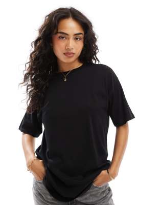 Asos Design Long Line T-shirt In Black