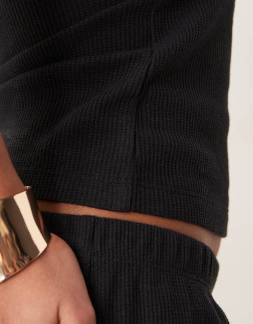 ASOS DESIGN long line waffle bandeau in black