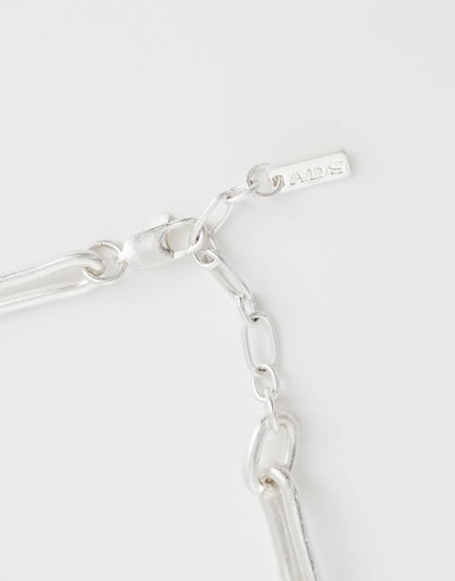 ASOS DESIGN long molten link bracelet in silver, 2 of 3
