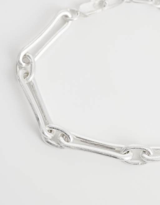 ASOS DESIGN long molten link bracelet in silver, 3 of 3