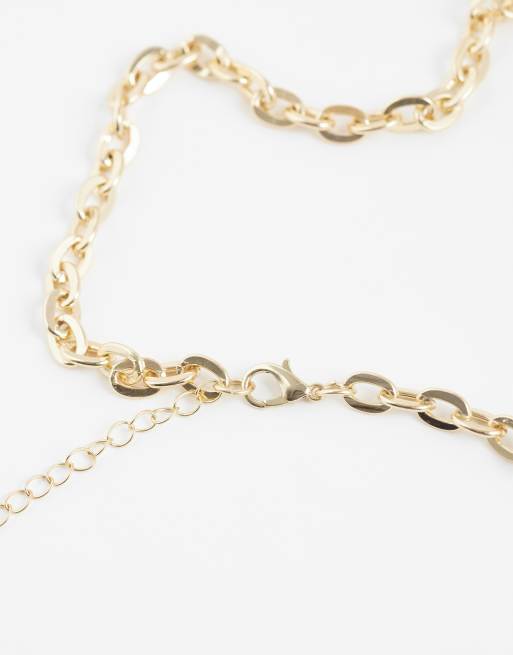 ASOS DESIGN long necklace with sardine pendant in gold tone, 4 of 4