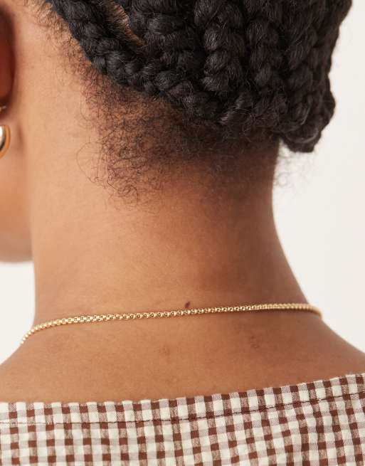 ASOS DESIGN long necklace with t-bar charm details in gold tone
