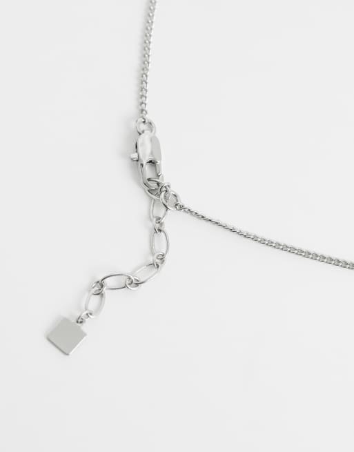 ASOS DESIGN long pendant necklace with clean teardrop in silver tone, 4 of 4