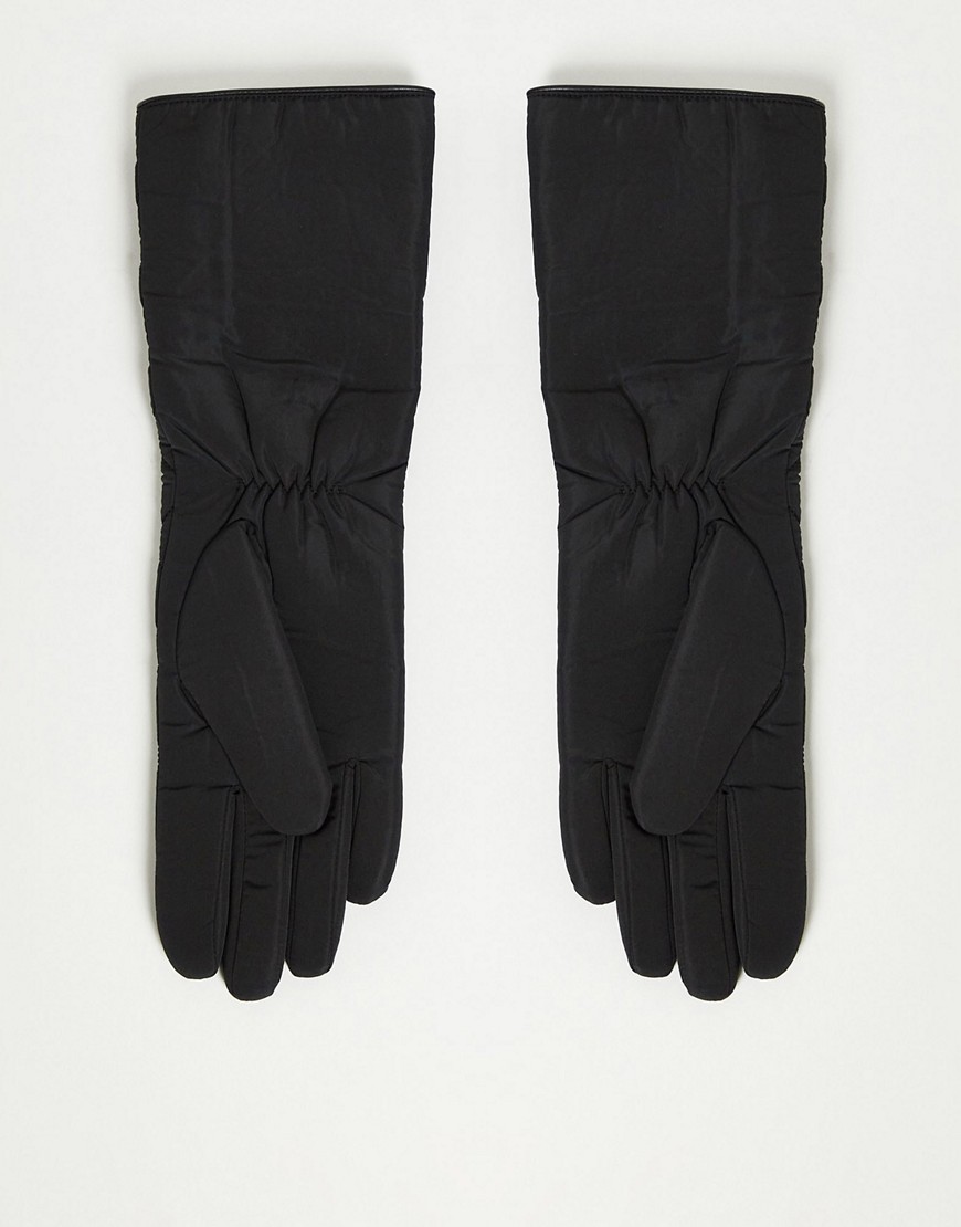 ASOS DESIGN long quilted gloves in black