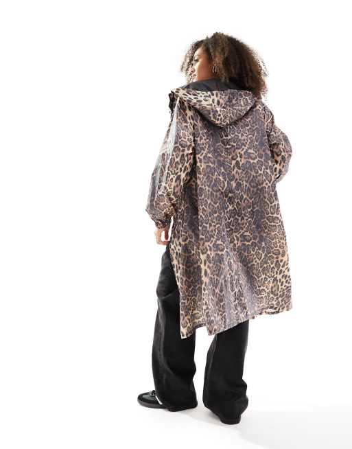 Leopard store print raincoat