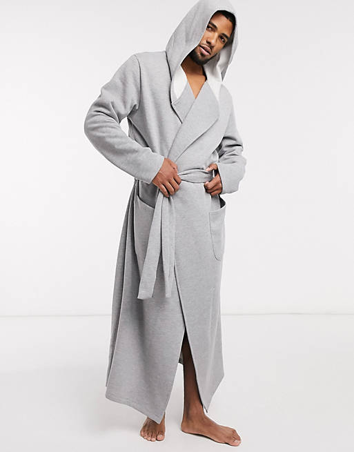 Asos Men Clothing Loungewear Bathrobes Hooded robe in heather 