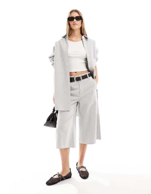 ASOS DESIGN long shorts in gray stripe