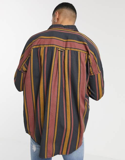 ASOS DESIGN long sleeve 90s oversized stripe shirt