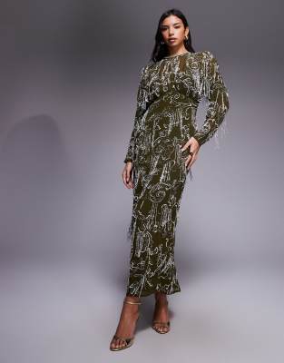 slim fit dress slacks Rent Asos Design Flutter Sleeve Maxi Dress With Trailing Floral  Embellishment In Blue main image 0