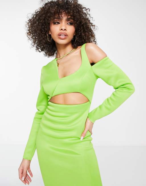 Neon green cut outlet out dress