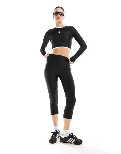 ASOS DESIGN long sleeve backless top with contrast tipping in black - part of a set, 2 of 4