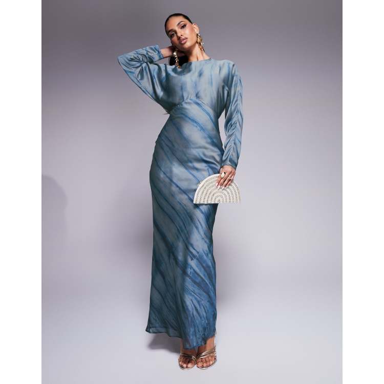 ASOS DESIGN long sleeve batwing maxi dress in abstract print | ASOS