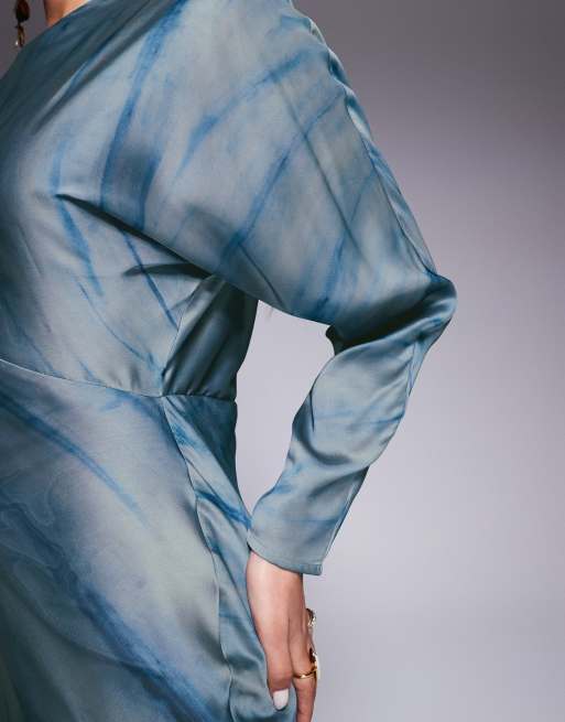 ASOS DESIGN long sleeve batwing maxi dress in abstract print