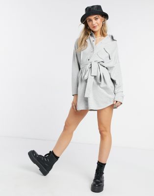 long sleeve belted shirt dress