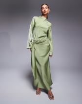 Daska chiffon maxi dress with frill details in purple