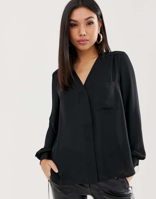 Long sleeve 2024 black blouse