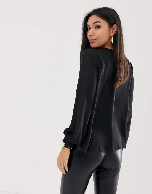 Long sleeve shop black blouse womens