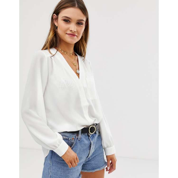 Long sleeve white blouse sale