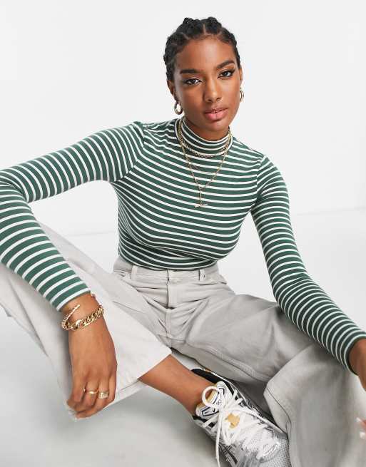 ASOS DESIGN turtle neck long sleeve top in white