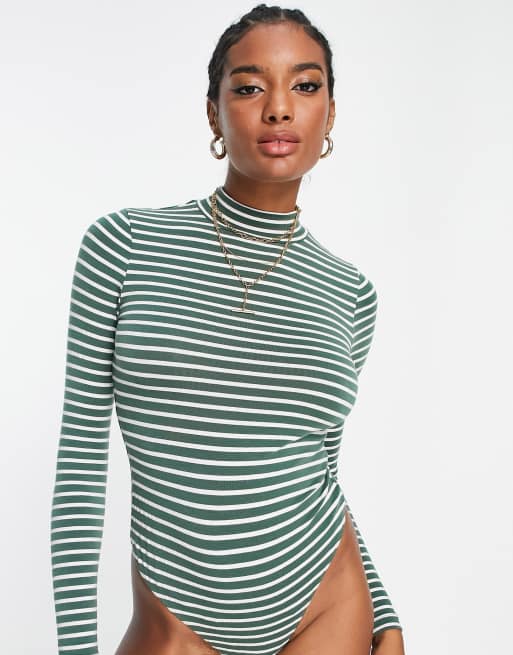 ASOS DESIGN Elena jersey rib high neck bodysuit with multi strap