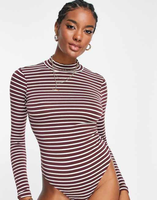 Daily Efforts White Long Sleeve Ribbed Turtleneck Bodysuit FINAL