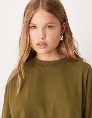 Asos Design Long Sleeve Boxy Cropped T-shirt In Multi