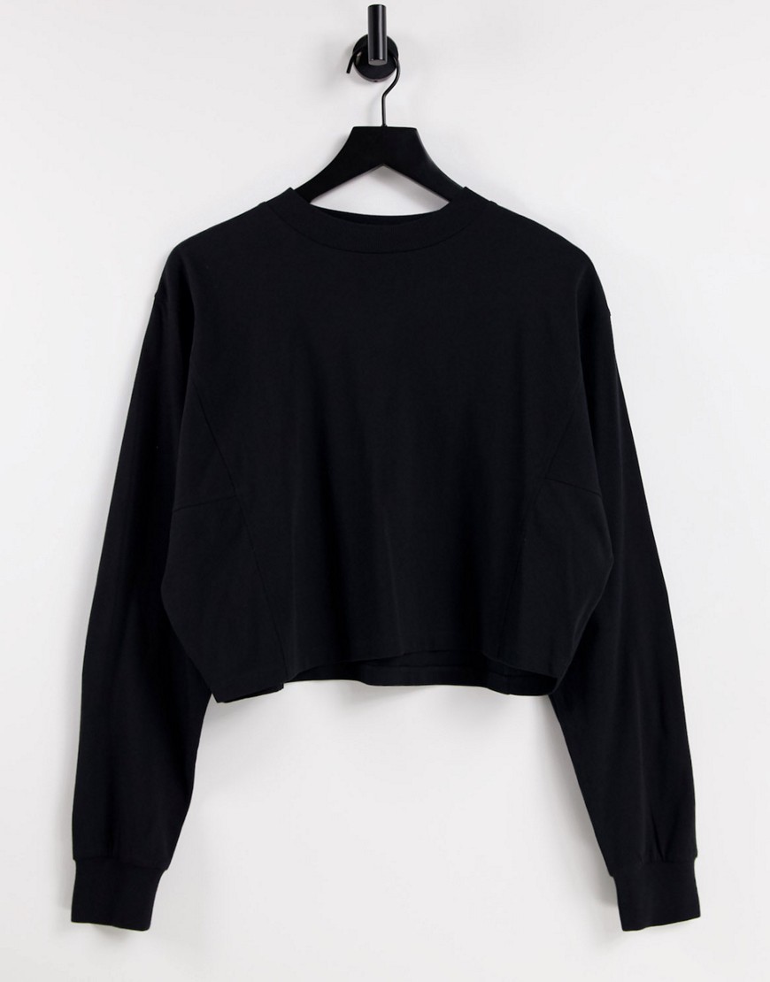 ASOS DESIGN long sleeve boxy t-shirt with seam detail in black
