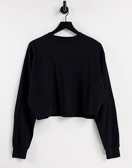 ASOS DESIGN long sleeve boxy T-shirt with seam detail in black | ASOS