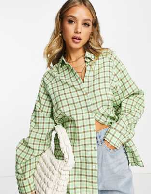 Asos Design Long Sleeve Boyfriend Shirt In Multi