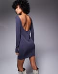 [ASOS DESIGN] ASOS DESIGN long sleeve button down back mini dress in charcoal-Grey L CHARCOAL
