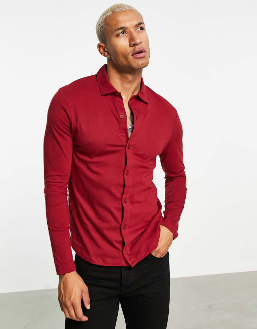 Chemise best sale rouge bordeau