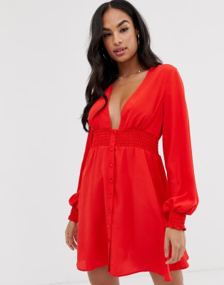 shirred dress asos