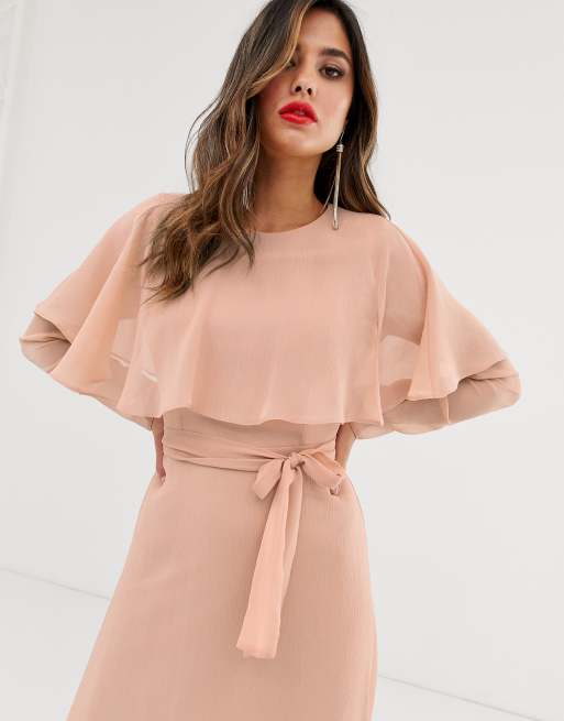 ASOS DESIGN long sleeve cape back maxi dress with tie waist ASOS