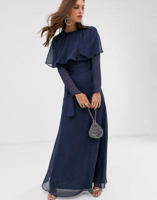 long cape maxi dress