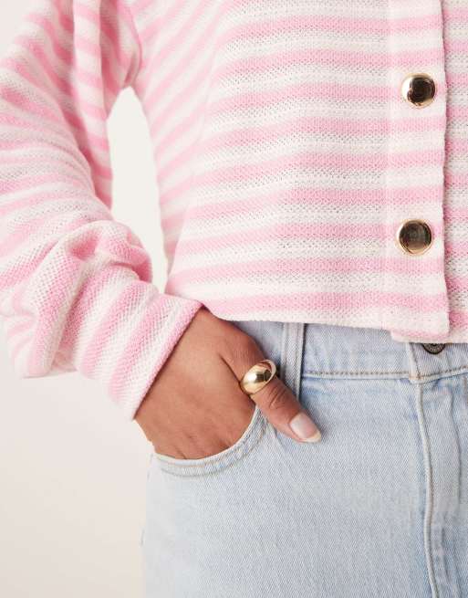 ASOS DESIGN long sleeve cardigan in pink stripe